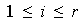 $\ 1\leq i\leq r$