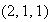 $(2,1,1)$