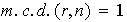 $m.c.d.(r,n)=1$